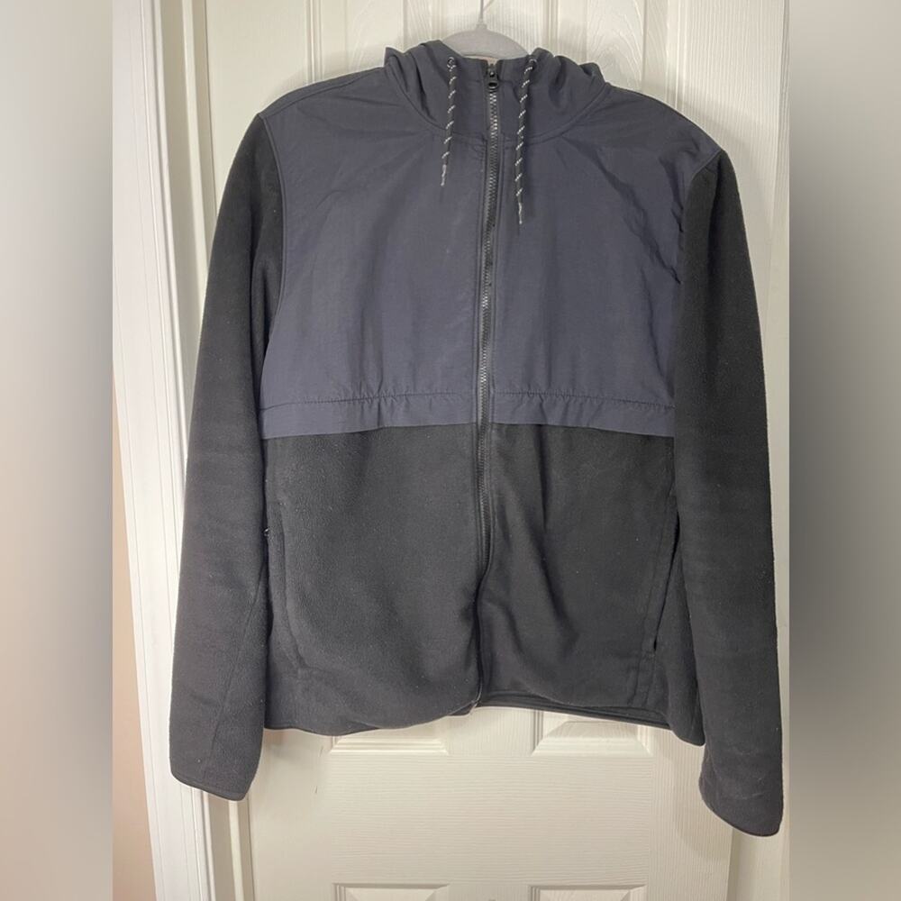 Old Navy Black Men's Mixed Texture Fleece Jacket with hood size Large